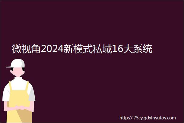 微视角2024新模式私域16大系统